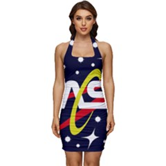 Nasa Insignia Sleeveless Wide Square Neckline Ruched Bodycon Dress by Wav3s