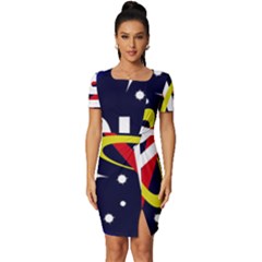 Nasa Insignia Fitted Knot Split End Bodycon Dress by Wav3s