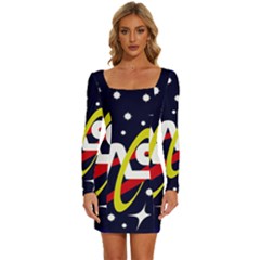 Nasa Insignia Long Sleeve Square Neck Bodycon Velvet Dress by Wav3s