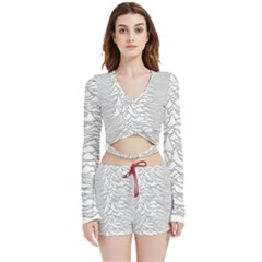 Joy Division Unknown Pleasures Velvet Wrap Crop Top And Shorts Set by Wav3s