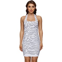 Joy Division Unknown Pleasures Sleeveless Wide Square Neckline Ruched Bodycon Dress by Wav3s