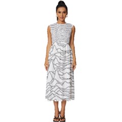 Joy Division Unknown Pleasures Sleeveless Round Neck Midi Dress by Wav3s