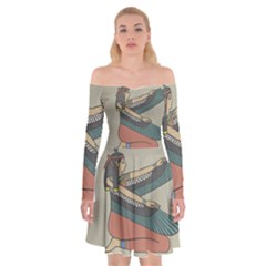 Egyptian Woman Wing Off Shoulder Skater Dress by Wav3s