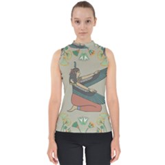 Egyptian Woman Wing Mock Neck Shell Top by Wav3s