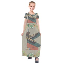 Egyptian Woman Wing Kids  Short Sleeve Maxi Dress by Wav3s