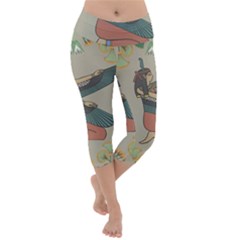 Egyptian Woman Wing Lightweight Velour Capri Yoga Leggings by Wav3s