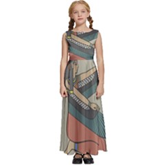 Egyptian Woman Wing Kids  Satin Sleeveless Maxi Dress by Wav3s