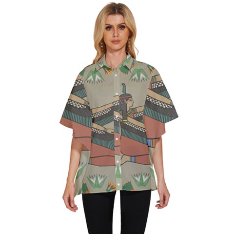 Egyptian Woman Wing Women s Batwing Button Up Shirt by Wav3s