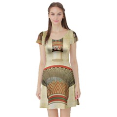 Egyptian Architecture Column Short Sleeve Skater Dress by Wav3s