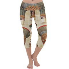 Egyptian Architecture Column Capri Yoga Leggings by Wav3s