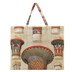 Egyptian Architecture Column Zipper Large Tote Bag by Wav3s