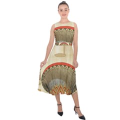 Egyptian Architecture Column Midi Tie-back Chiffon Dress by Wav3s