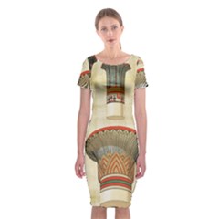 Egyptian Architecture Column Classic Short Sleeve Midi Dress by Wav3s