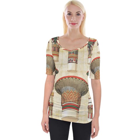 Egyptian Architecture Column Wide Neckline Tee by Wav3s