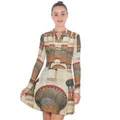 Egyptian Architecture Column Long Sleeve Panel Dress by Wav3s