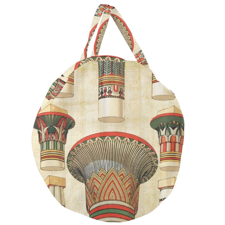 Egyptian architecture column Giant Round Zipper Tote