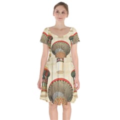 Egyptian Architecture Column Short Sleeve Bardot Dress by Wav3s