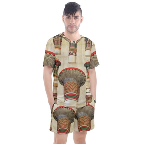 Egyptian Architecture Column Men s Mesh Tee And Shorts Set by Wav3s