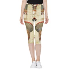 Egyptian Architecture Column Inside Out Lightweight Velour Capri Leggings  by Wav3s