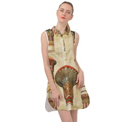 Egyptian Architecture Column Sleeveless Shirt Dress by Wav3s