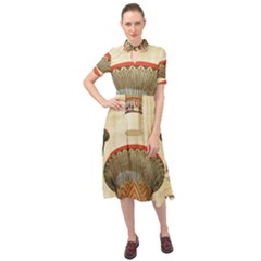 Egyptian Architecture Column Keyhole Neckline Chiffon Dress by Wav3s