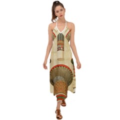 Egyptian Architecture Column Halter Tie Back Dress  by Wav3s