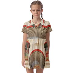 Egyptian Architecture Column Kids  Asymmetric Collar Dress by Wav3s