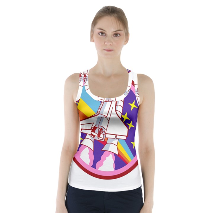 Badge-patch-pink-rainbow-rocket Racer Back Sports Top