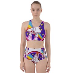 Badge-patch-pink-rainbow-rocket Racer Back Bikini Set by Wav3s