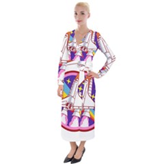 Badge-patch-pink-rainbow-rocket Velvet Maxi Wrap Dress by Wav3s