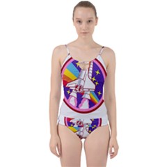 Badge-patch-pink-rainbow-rocket Cut Out Top Tankini Set by Wav3s