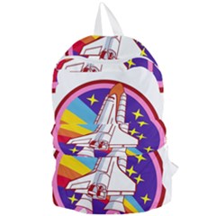 Badge-patch-pink-rainbow-rocket Foldable Lightweight Backpack by Wav3s