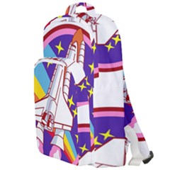 Badge-patch-pink-rainbow-rocket Double Compartment Backpack by Wav3s