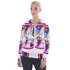 Badge-patch-pink-rainbow-rocket Velvet Zip Up Jacket by Wav3s