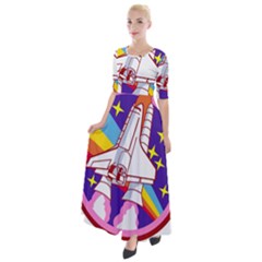 Badge-patch-pink-rainbow-rocket Half Sleeves Maxi Dress by Wav3s