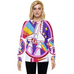 Badge-patch-pink-rainbow-rocket Hidden Pocket Sweatshirt by Wav3s