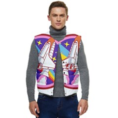 Badge-patch-pink-rainbow-rocket Men s Short Button Up Puffer Vest	 by Wav3s