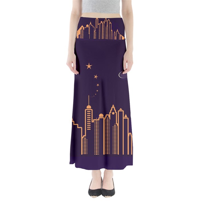 Skyscraper-town-urban-towers Full Length Maxi Skirt