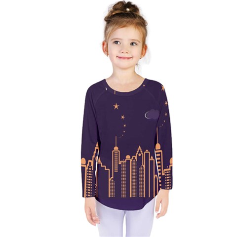 Skyscraper-town-urban-towers Kids  Long Sleeve Tee by Wav3s