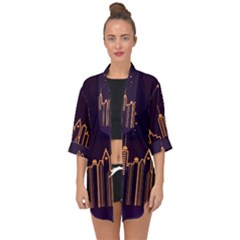 Skyscraper-town-urban-towers Open Front Chiffon Kimono by Wav3s