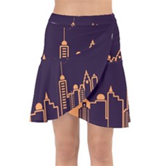 Skyscraper-town-urban-towers Wrap Front Skirt by Wav3s