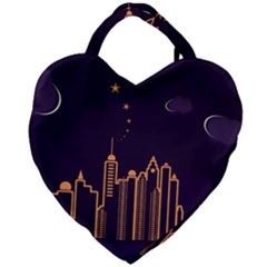 Skyscraper-town-urban-towers Giant Heart Shaped Tote by Wav3s