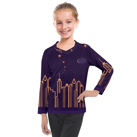 Skyscraper-town-urban-towers Kids  Long Mesh Tee by Wav3s