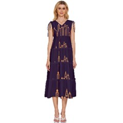 Skyscraper-town-urban-towers V-neck Drawstring Shoulder Sleeveless Maxi Dress