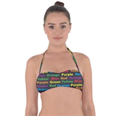 Red-yellow-blue-green-purple Halter Bandeau Bikini Top by Wav3s