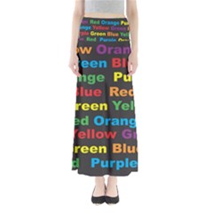 Red-yellow-blue-green-purple Full Length Maxi Skirt by Wav3s