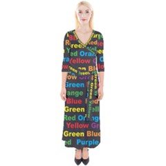 Red-yellow-blue-green-purple Quarter Sleeve Wrap Maxi Dress by Wav3s