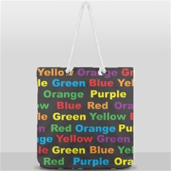 Red-yellow-blue-green-purple Full Print Rope Handle Tote (large) by Wav3s