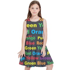 Red-yellow-blue-green-purple Kids  Skater Dress by Wav3s