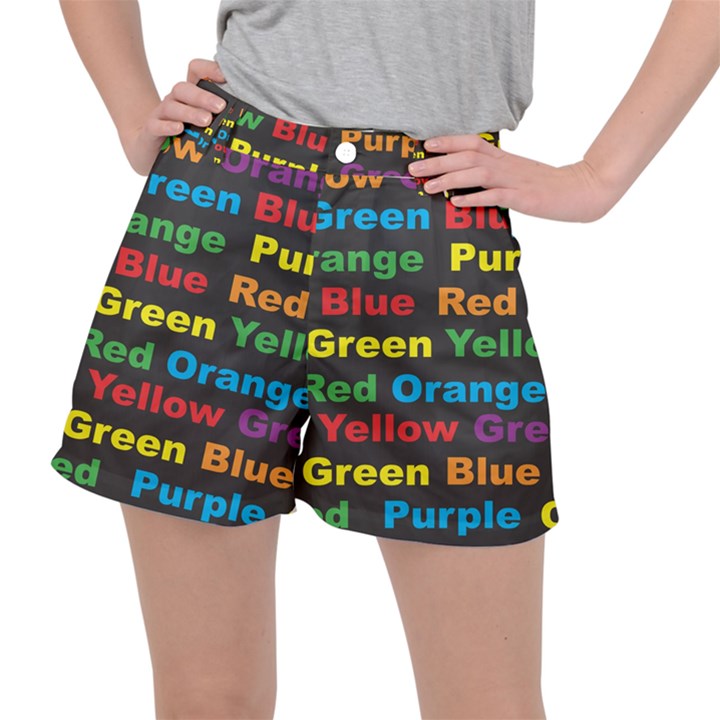 Red-yellow-blue-green-purple Women s Ripstop Shorts